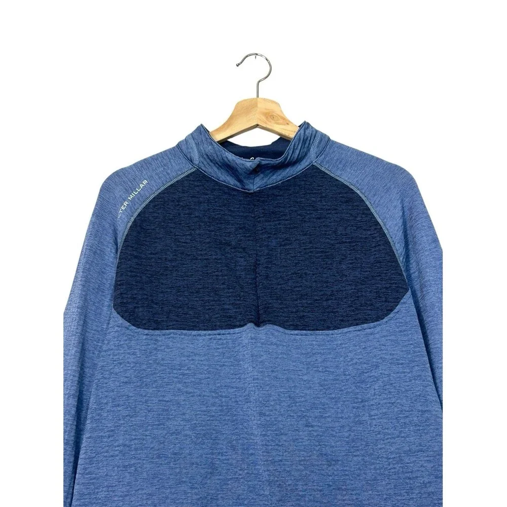 Peter Millar Pullover Extra Large Blue 1/4 Zip Waffle Grid Fleece Golf Stretch